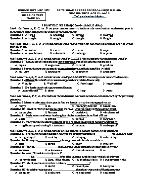 Bộ đề thi khảo sát Chuyên đề lần 2 môn Tiếng Anh Lớp 12 - Năm học 2015-2016 - Trường THPT Liễn Sơn